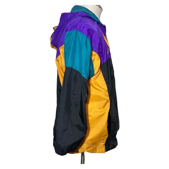 Nike Jacket Boys Large 14/16 Windbreaker Hoodie Color Block Zip Lined Hooded VTG - Picture 4 of 8